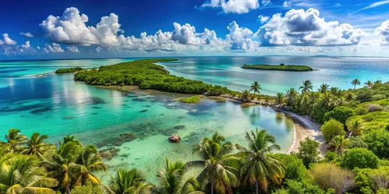 Islands and lagoons seen from the air